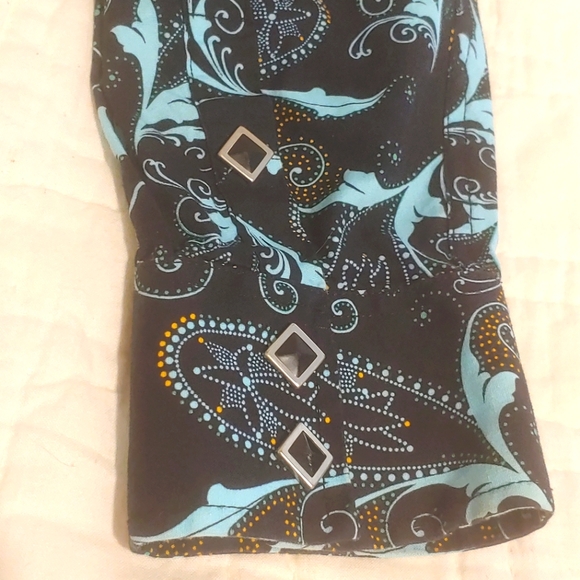 Panhandle Slim Western Shirt Blue Cowgirl Rodeo Snaps Pockets Paisley SZ Large - Picture 5 of 9